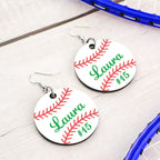 Personalized Baseball Softball Wooden Earrings Birthday Anniversary Gift for Sports Lover
