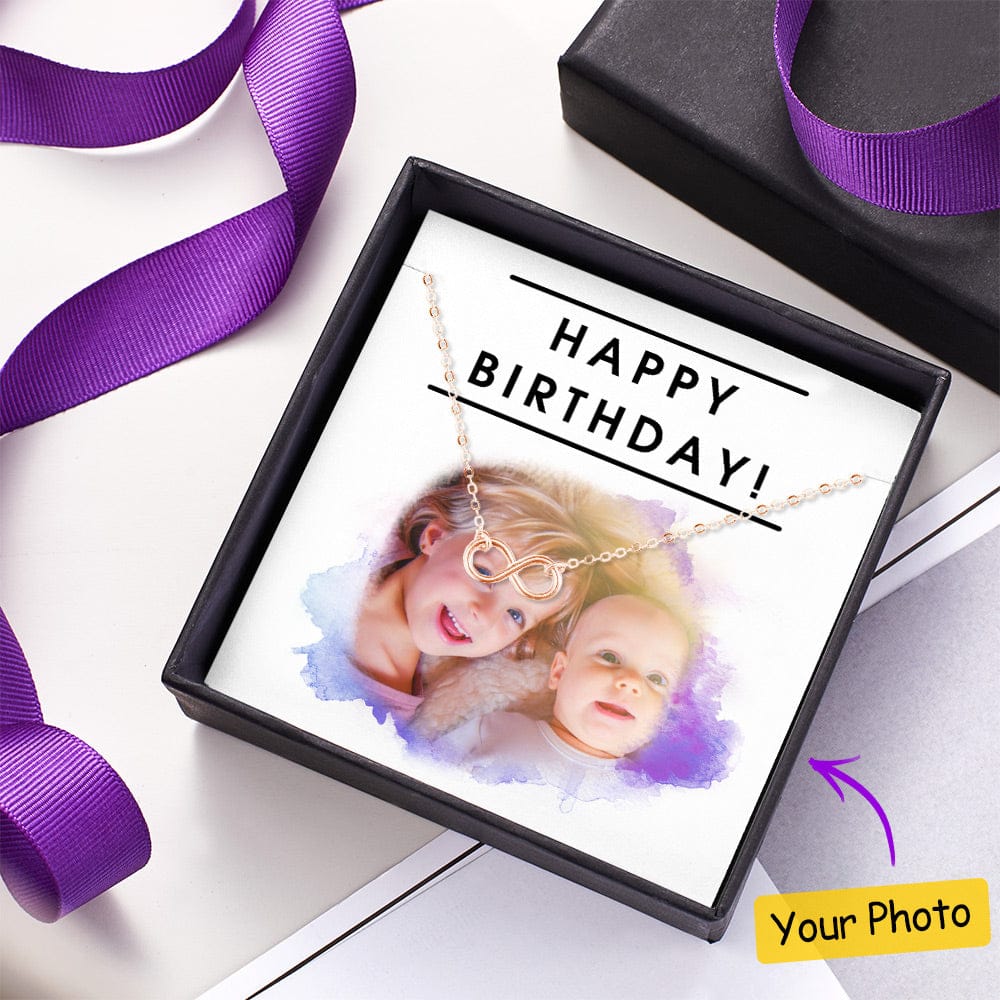 Custom Message Card with Infinity Necklace Best Birthday Gift for Women
