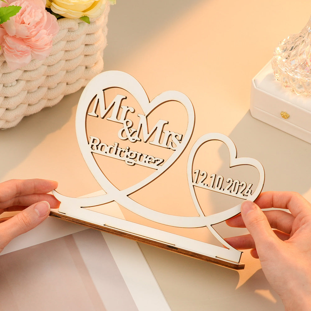 Personalized Couple Name Plaque Engraved Wedding Date Keepsake 1st Year Anniversary Gift for Couple desk decor keepsake