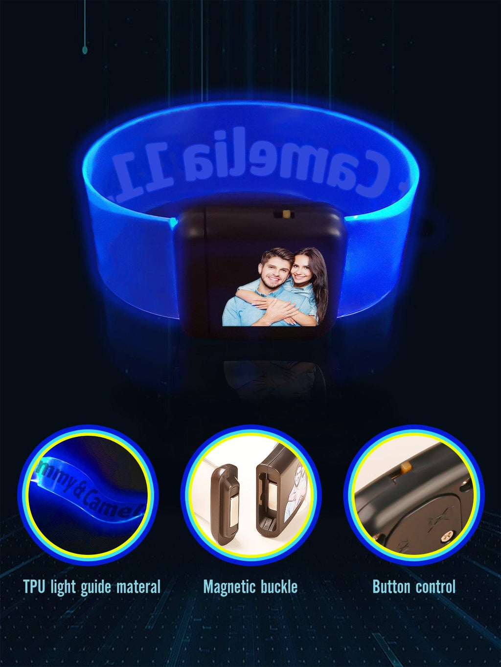 Personalized Photo & Text Glow Bracelets with Photo LED Bracelets Party Supplies for Wedding Birthdays Concerts