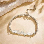 gifts for wife Love Her Always - Custom Decor - Name Bracelet Elegant Angel Wings All Diamonds Bracelet Gift For Her - gifts