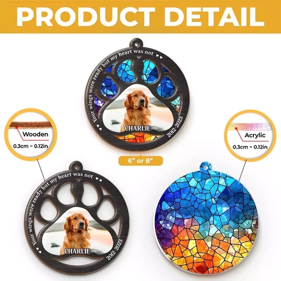 Custom Photo Light Catching Hanging Personalized Dog Memorial Ornament