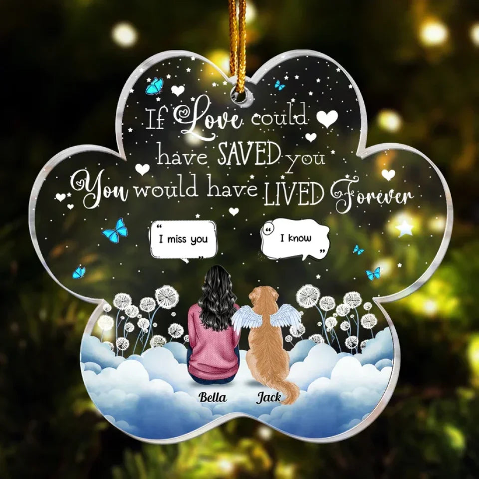 loss of dog gift ornament personalized design hanging keepsake detail view