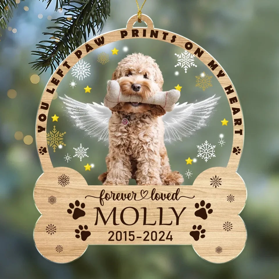 Photo Ornament Personalized Photo Christmas Sympathy Gift for Loss of Dog Wood and Acrylic