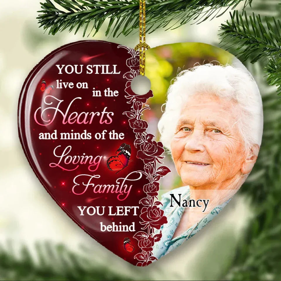 ornament ceramic finish personalized photo with name holiday decor