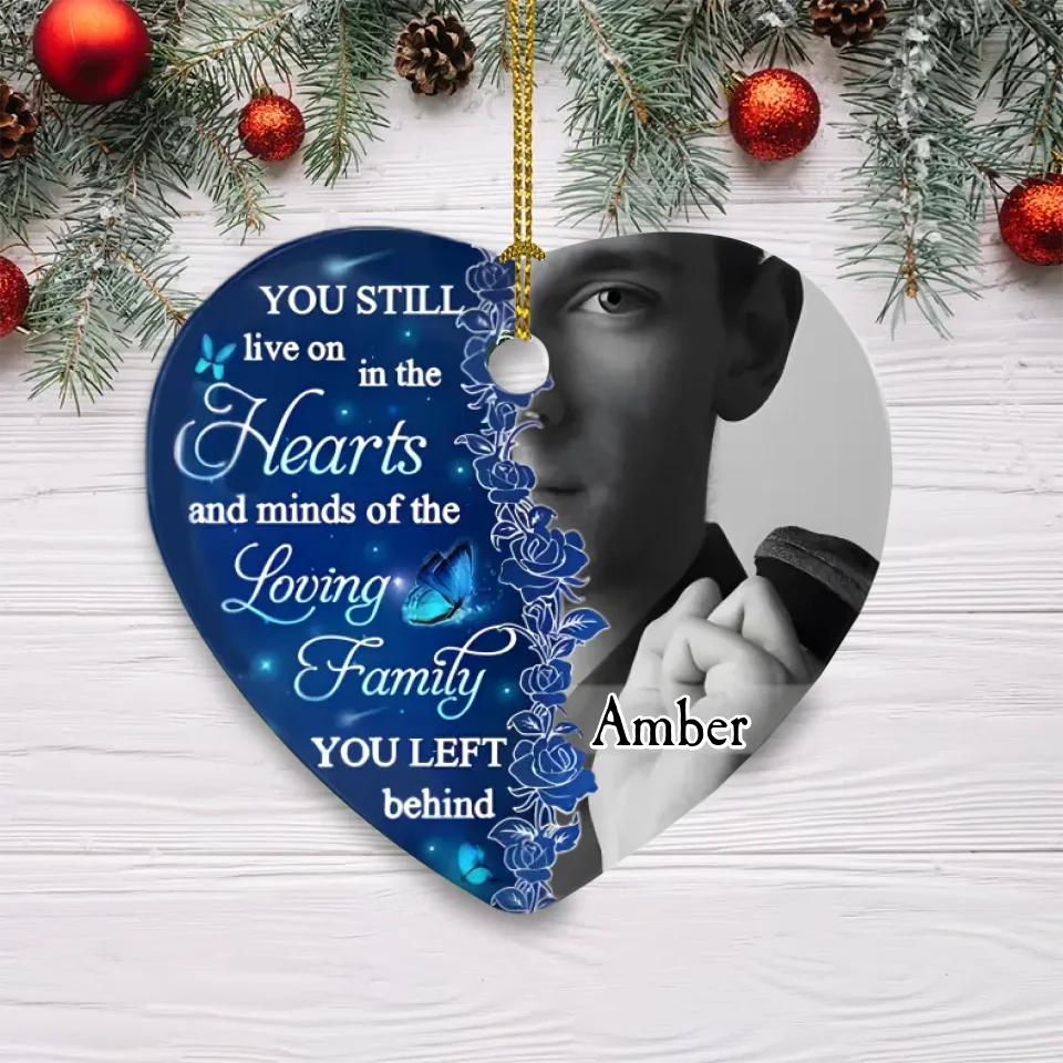 ornament personalized photo with name ceramic finish memorial design