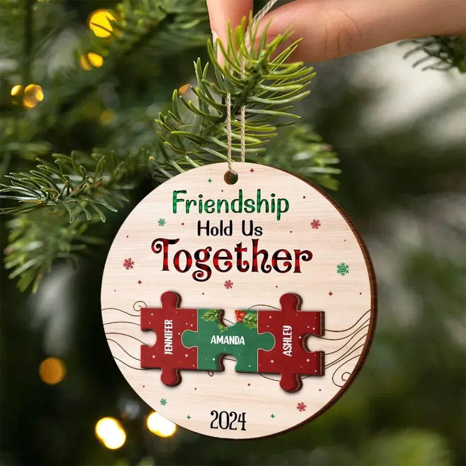 personalized design hold together besties wood ornament wooden