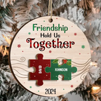 wooden hold together besties wood ornament personalized design christmas gift