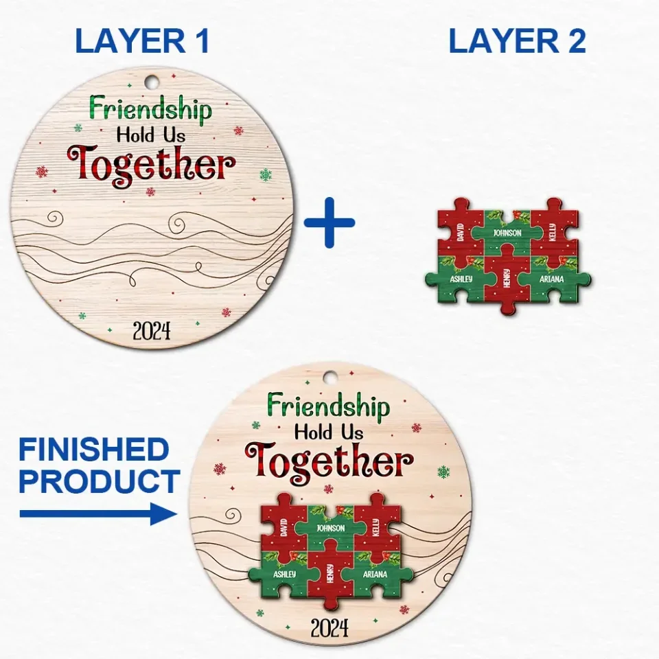 hold together besties wood ornament personalized design