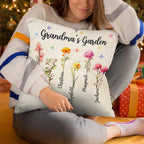 meaningful grandmas garden pillow gift with family names family memory display