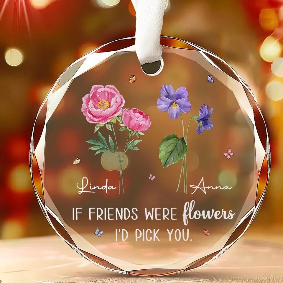 crystal glass friends bff sisters circle glass ornament personalized design gift for sister