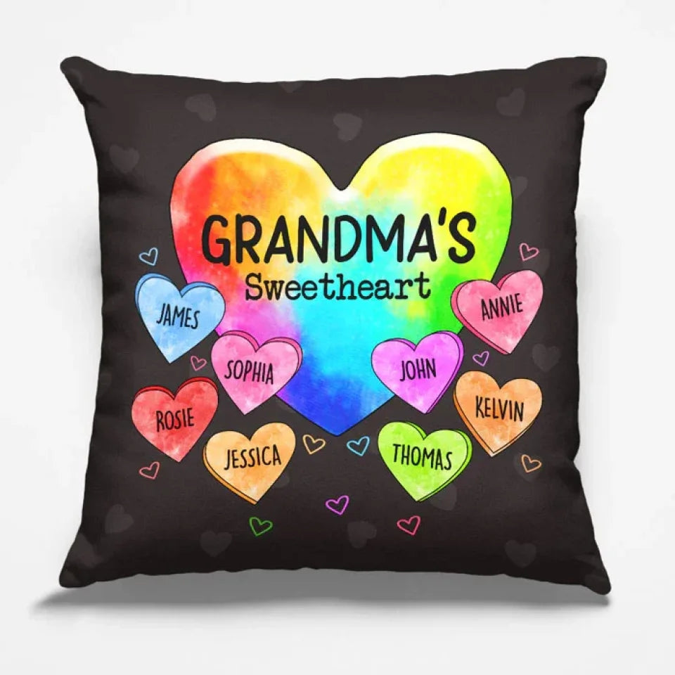 custom grandmas so into her sweethearts pillow for grandma with family names home keepsake
