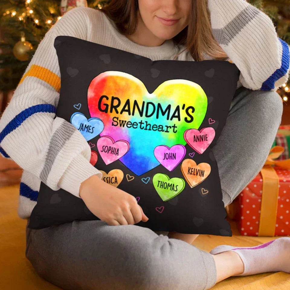 meaningful grandmas so into her sweethearts pillow gift with family names family memory display