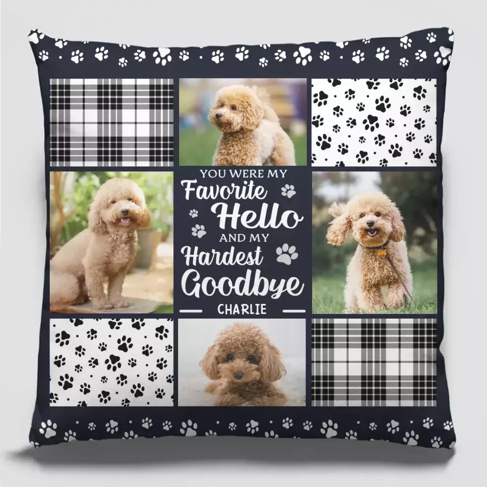 Square Personalized Photo Pillow Sympathy Gift for Loss of Dog
