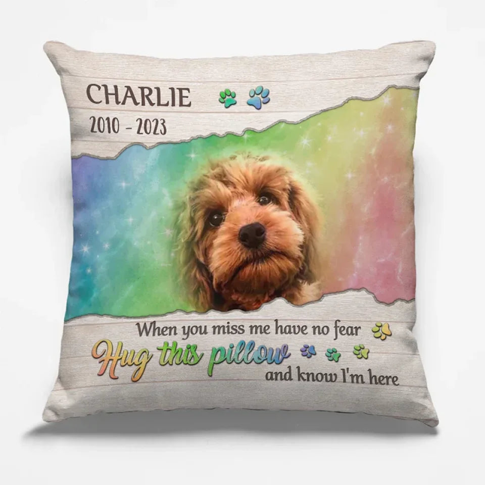 Square Personalized Photo Pillow Sympathy Gift for Loss of Dog