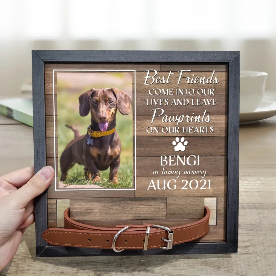 My Hardest Goodbye Pet Collar Frame Personalized Photo Memorial Sign Loss of Dog Gift for Grief Support