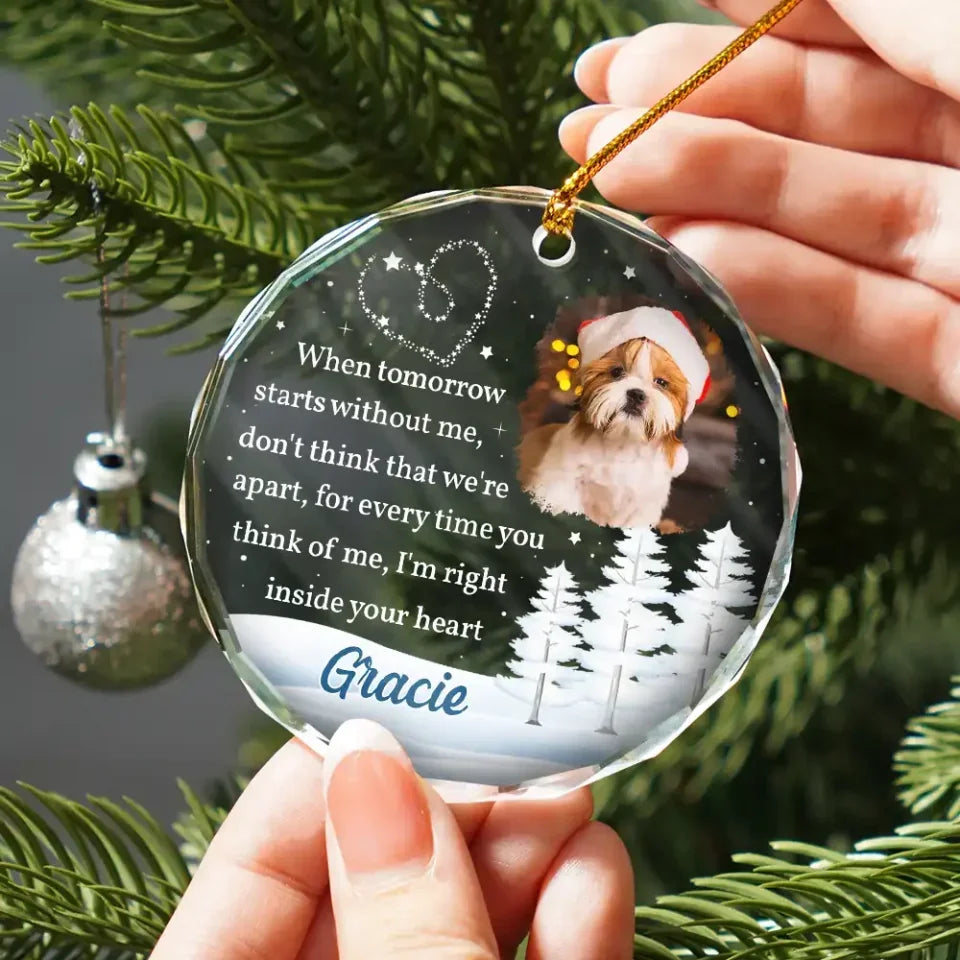 CIRCLE Personalized Photo Glass Ornament Sympathy Gift for Loss of Dog