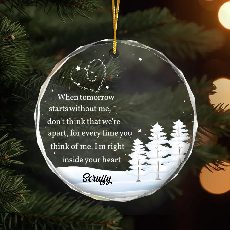 Personalized Photo Glass Ornament Sympathy Gift for Loss of Dog Light Catching Keepsake