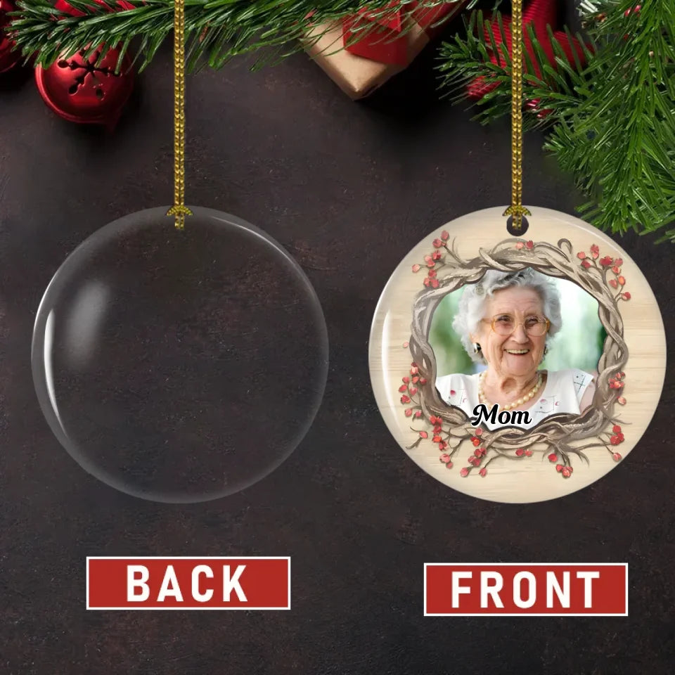 ornament ceramic finish personalized photo with name holiday decor