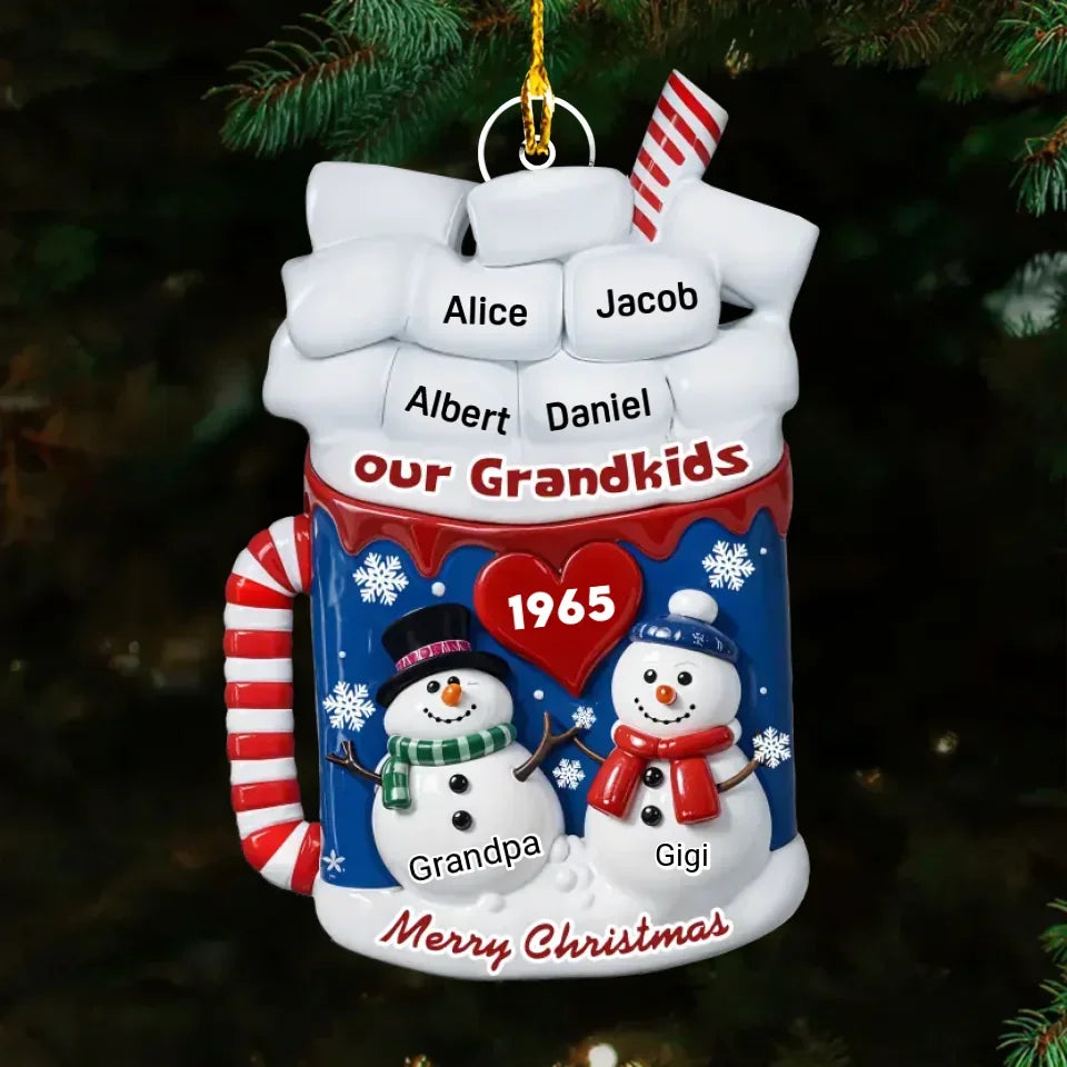 snowman family christmas ornament personalized name christmas gift for grandparents