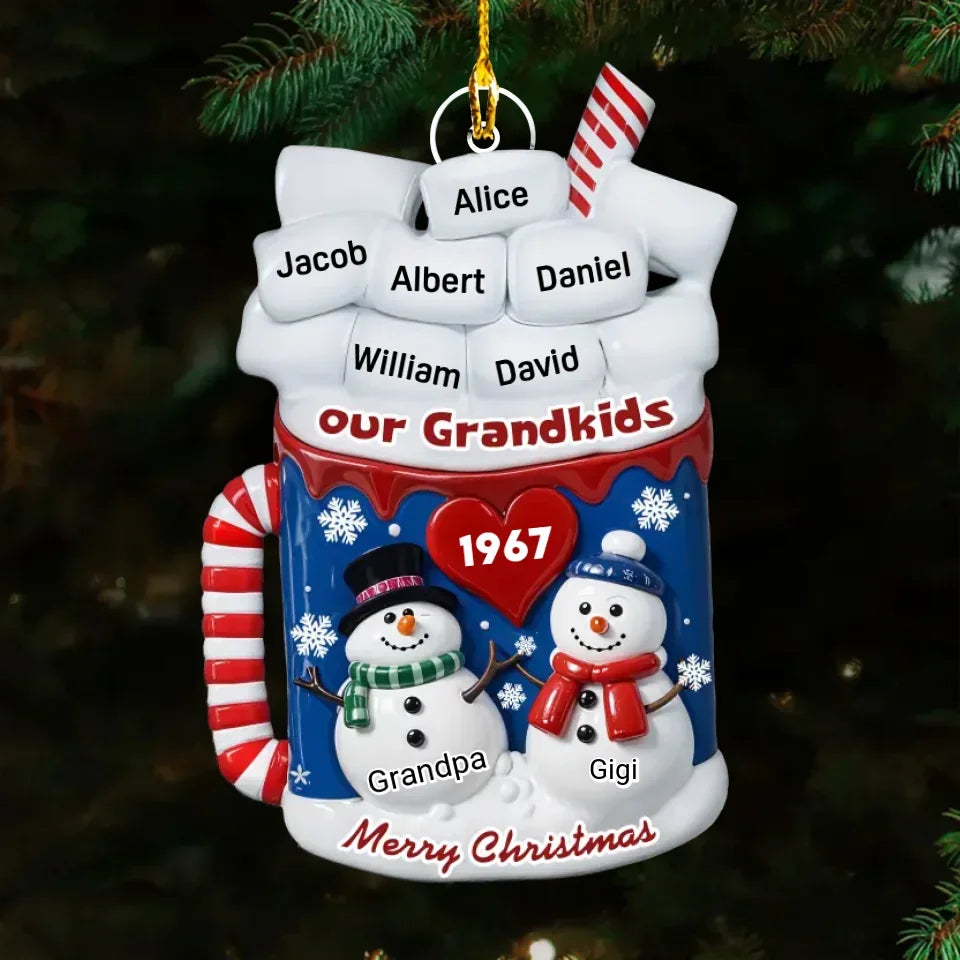 ornament snowman family christmas personalized name christmas gift for grandparents