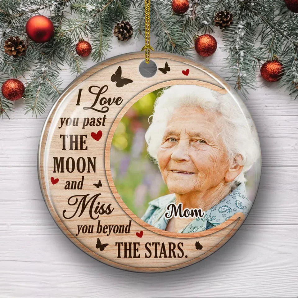 ornament personalized photo with name ceramic finish christmas remembrance ceramics