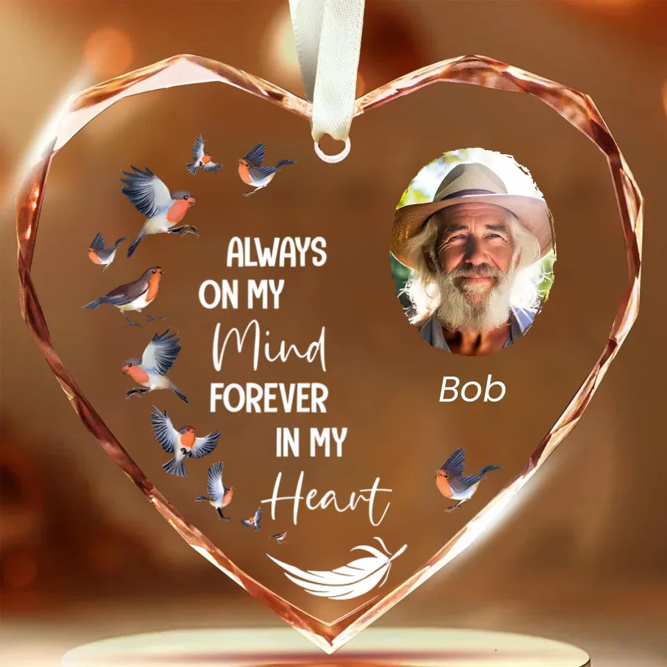 ornament personalized photo with name keepsake display crystal glass