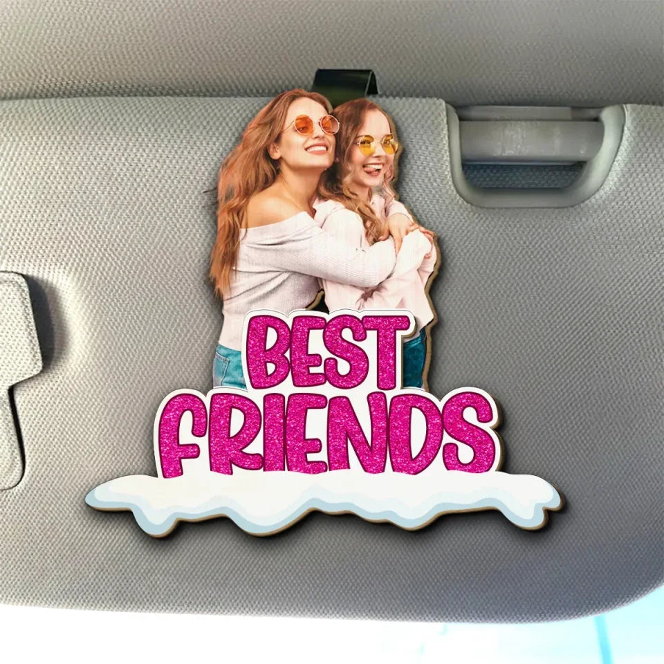 personalized design bestie together car visor clip wooden