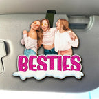 bestie together car visor clip personalized design wooden