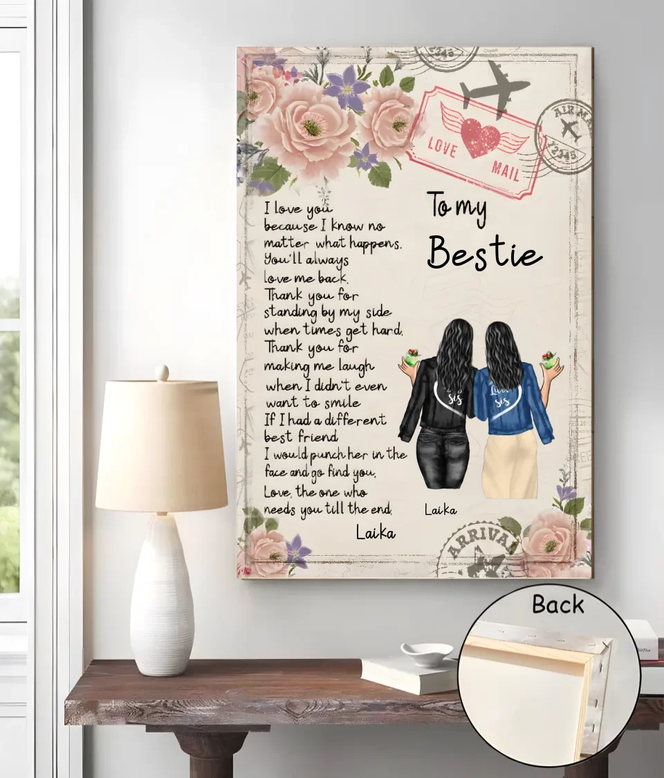 canvas with inner frame bestie canvas personalized design wall art