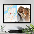 Photo Map Canvas Print with Personalized Picture and Location Wall Art Poster and Canvas Poster Without Frame