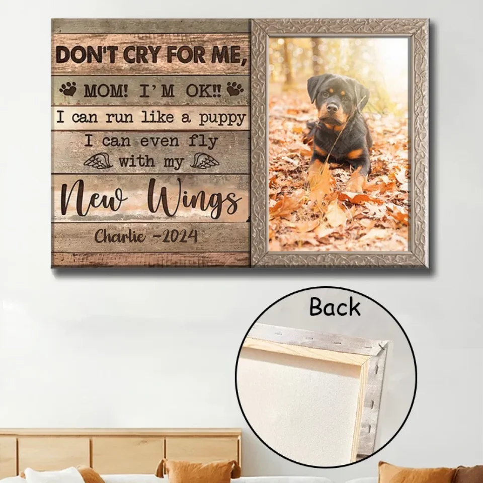 loss of dog gift photo canvas personalized photo wall art detail view