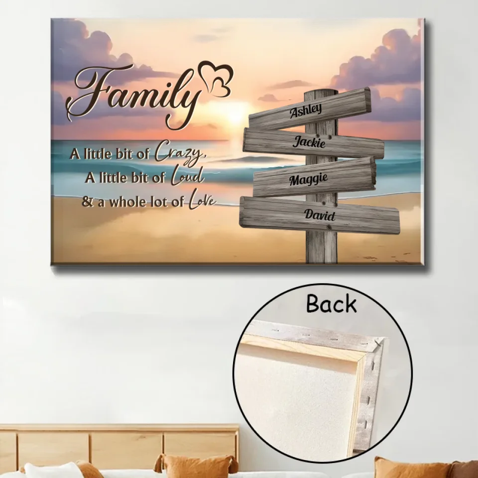 family name personalized wooden framed canvas keepsake for living room decor