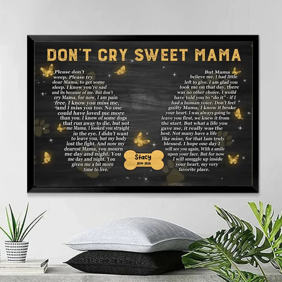 Never Forgotten Personalized Keepsake Home Remembrance Gift for Loss of Dog Poster Without Frame