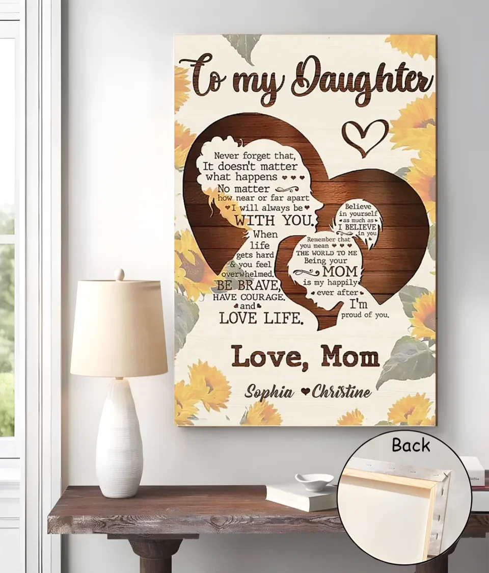 personalized vertical canvas gift for daughter detail view