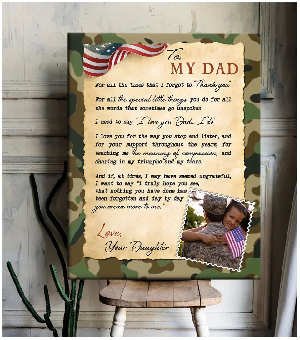 father s day gifts for soldier dad letter canvas print wall art custom gift for dad personalized gift