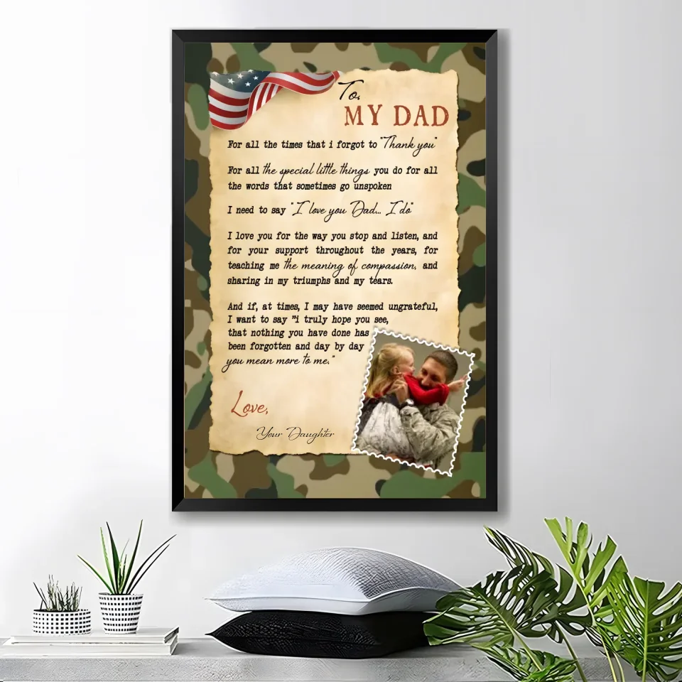 fathers day surprise custom gift for dad inspired by father s day gifts for soldier dad letter canvas print wall art