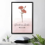 family blossoms canvas or poster personalized birth flowers and names home decor gift for grandparents