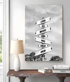 custom name wooden canvas print for living room decor