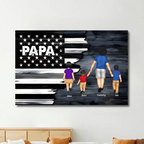 nation flag dad grandpa walking with kids canvas or poster personalized design fathers day gift for grandpa