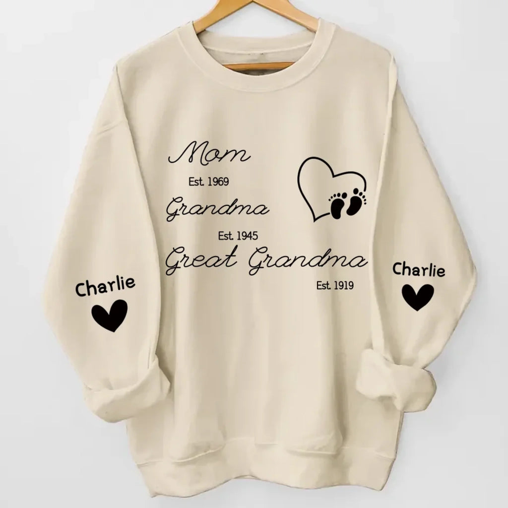 custom mom grandma great grandma est with grandkids sweatshirt for great grandma with names cozy family gift