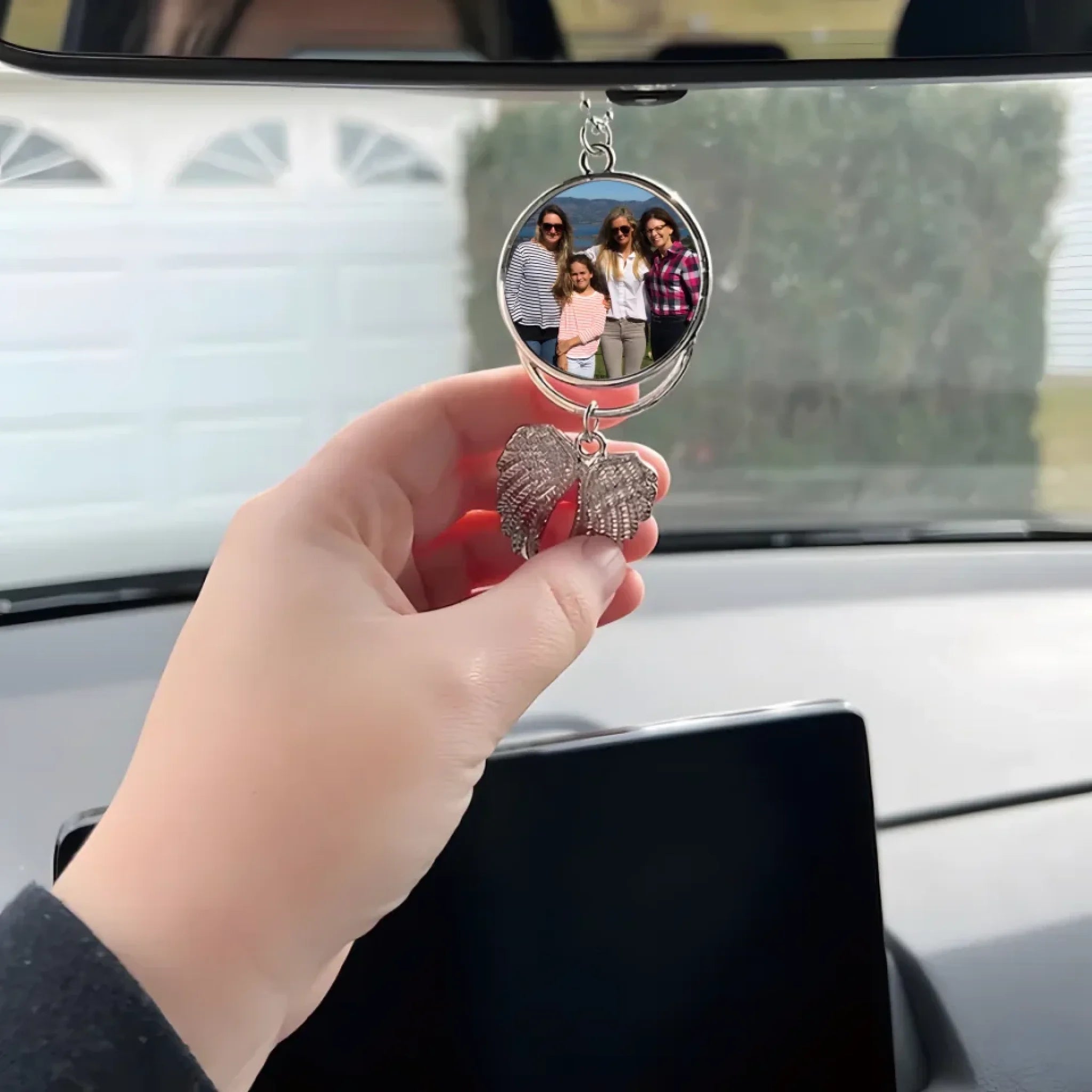 angel wings charm personalized photo with name remembrance gift