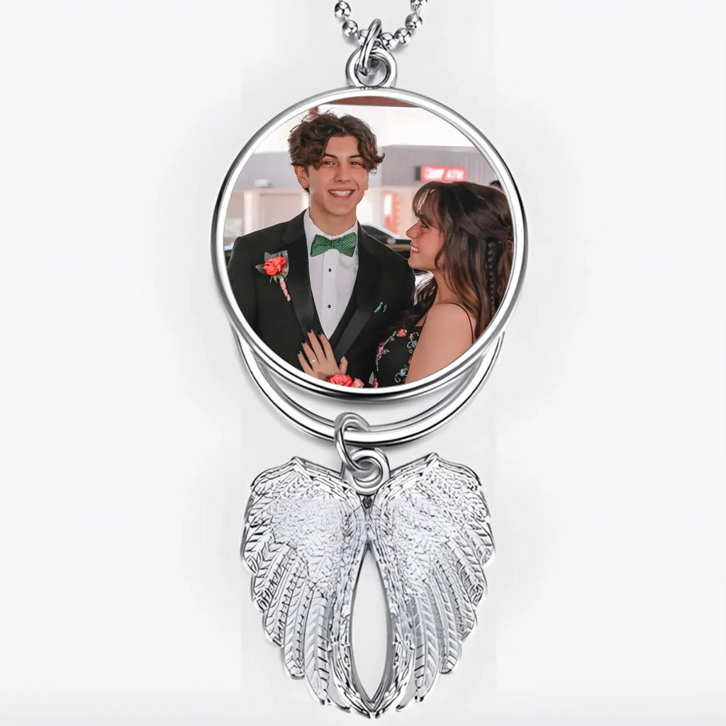 angel wings charm personalized photo with name comfort on the road