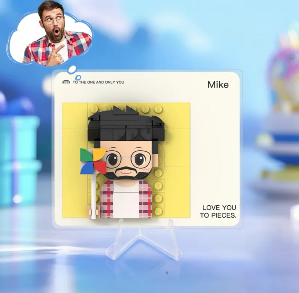 Customized 1 Person Brick Figure Greeting Card Acrylic Display Birthday Gift Valentine's Day Gift