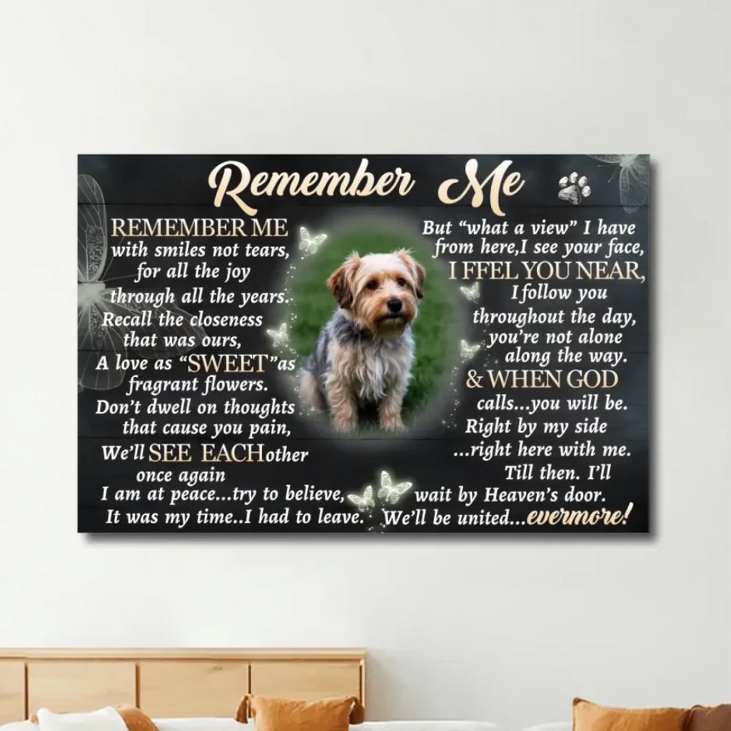 Poster Without Frame Remember Me Dog Memorial Canvas Personalized Dog Tribute Wall Art Custom Photo Print
