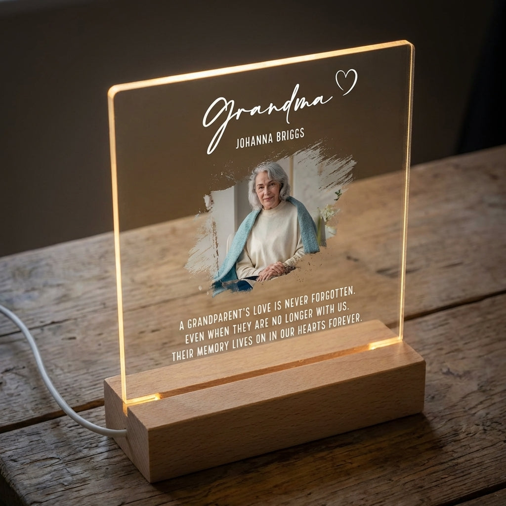 personalized photo with name night light wooden soft memorial light rainbow colored light