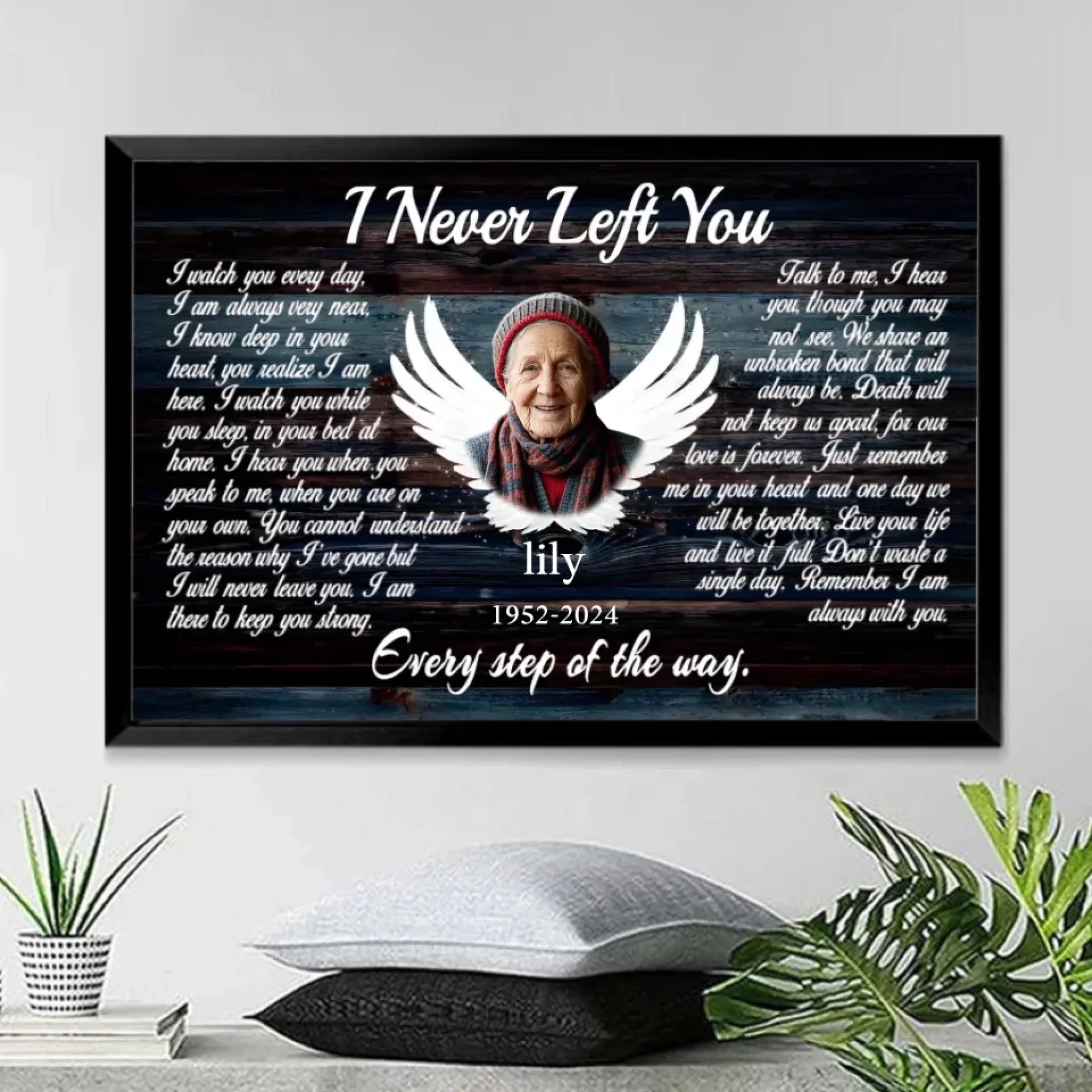 personalized photo with name angel wings canvas wooden wall art keepsake poster and canvas
