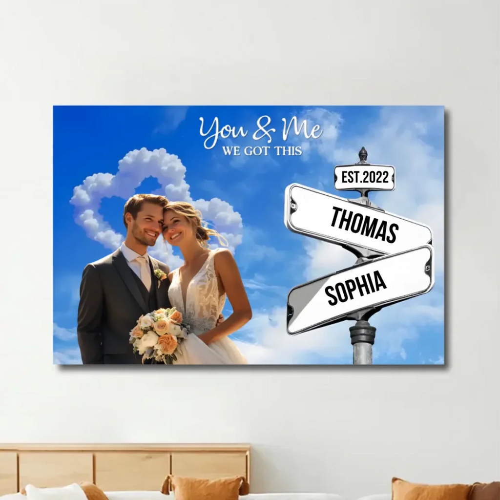 Personalized Crossroads Street Sign Poster with Names and Date Names and Date for Couple Home Decor