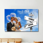 Personalized Crossroads Street Sign Poster with Names and Date Names and Date for Couple Home Decor