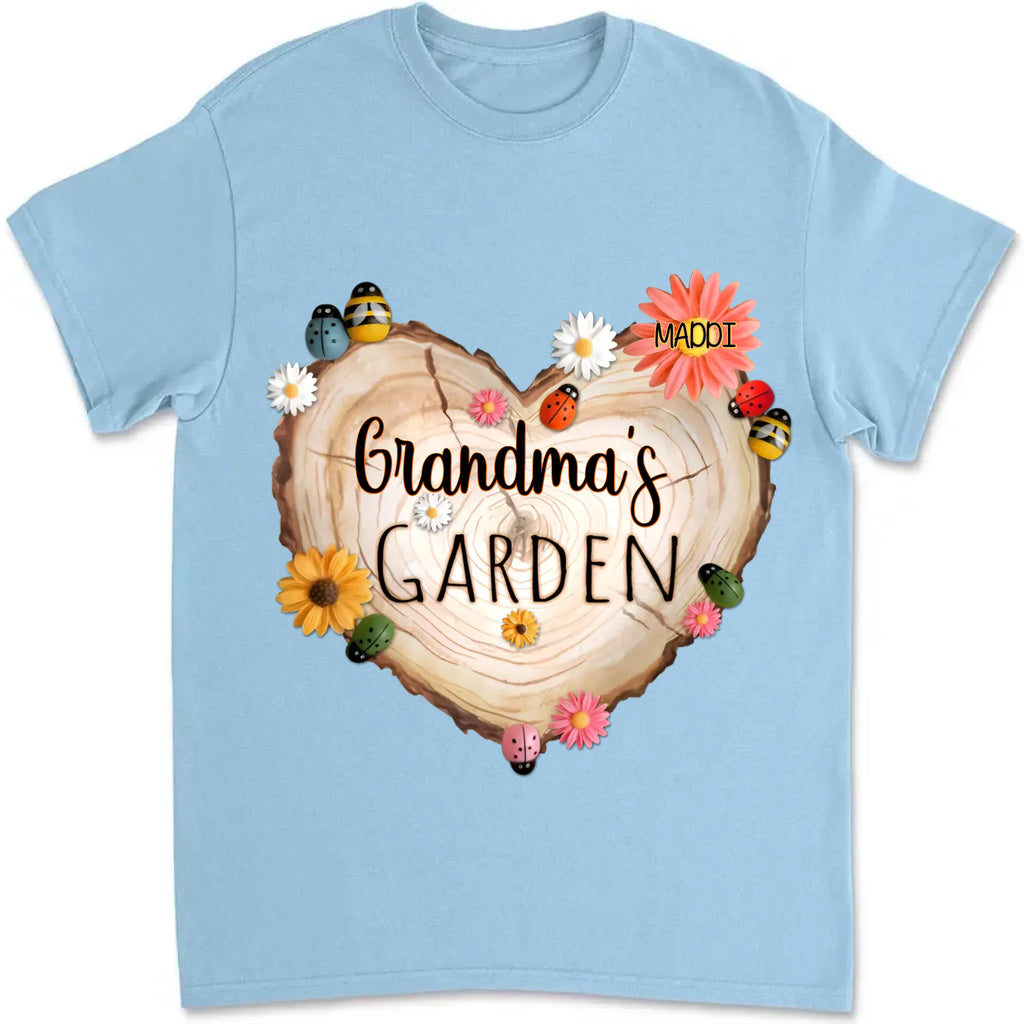 grandma garden heart flower custom shirt for grandma cherished family design